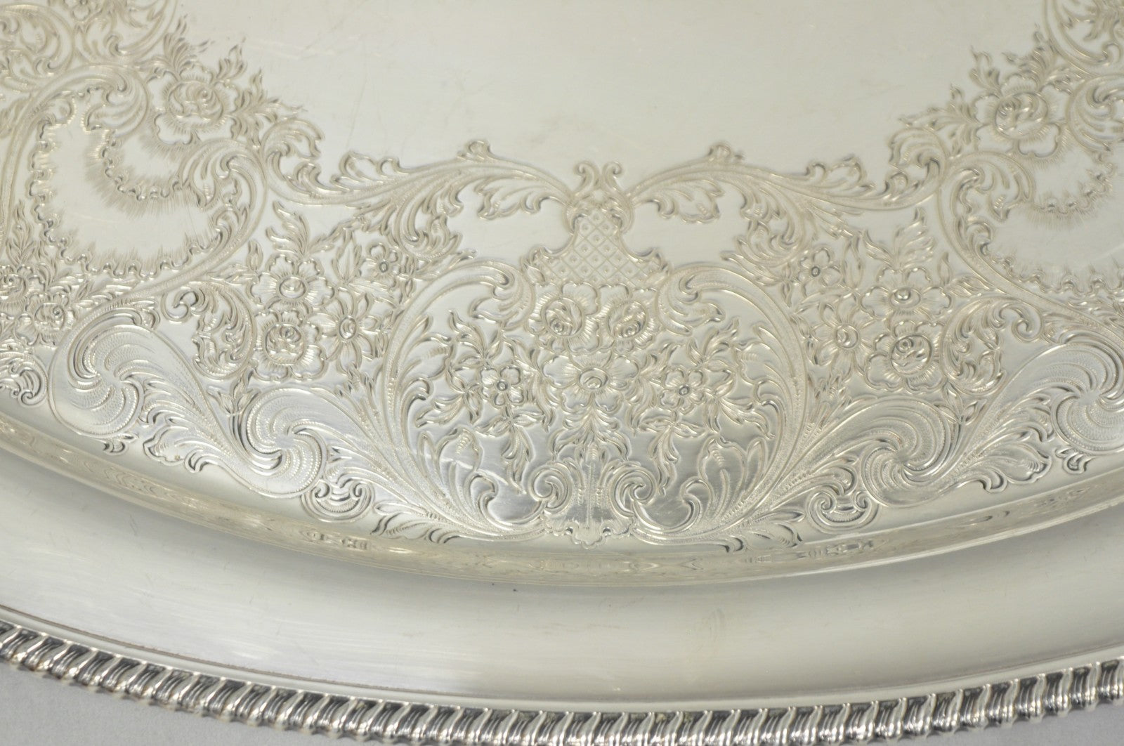 Vintage English Victorian EGW&S Silver Plated Oval Serving Platter Tray w/ Mono