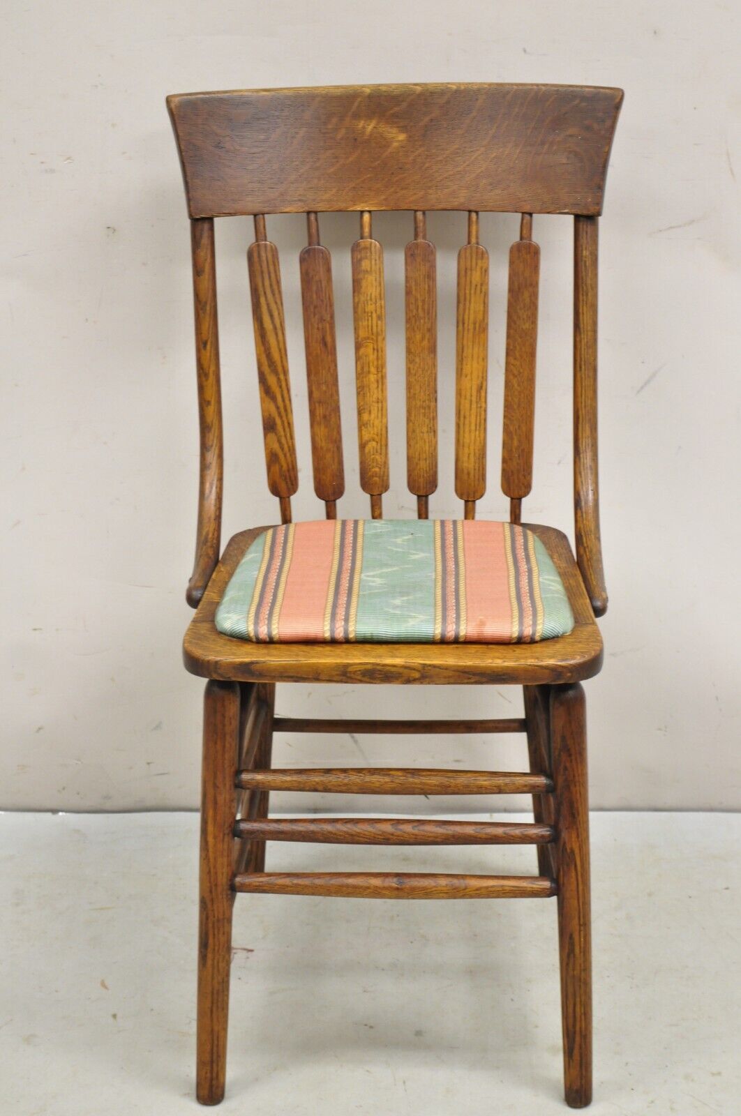Antique Mission Arts & Crafts Oak Bentwood Slat Back Dining Side Chair