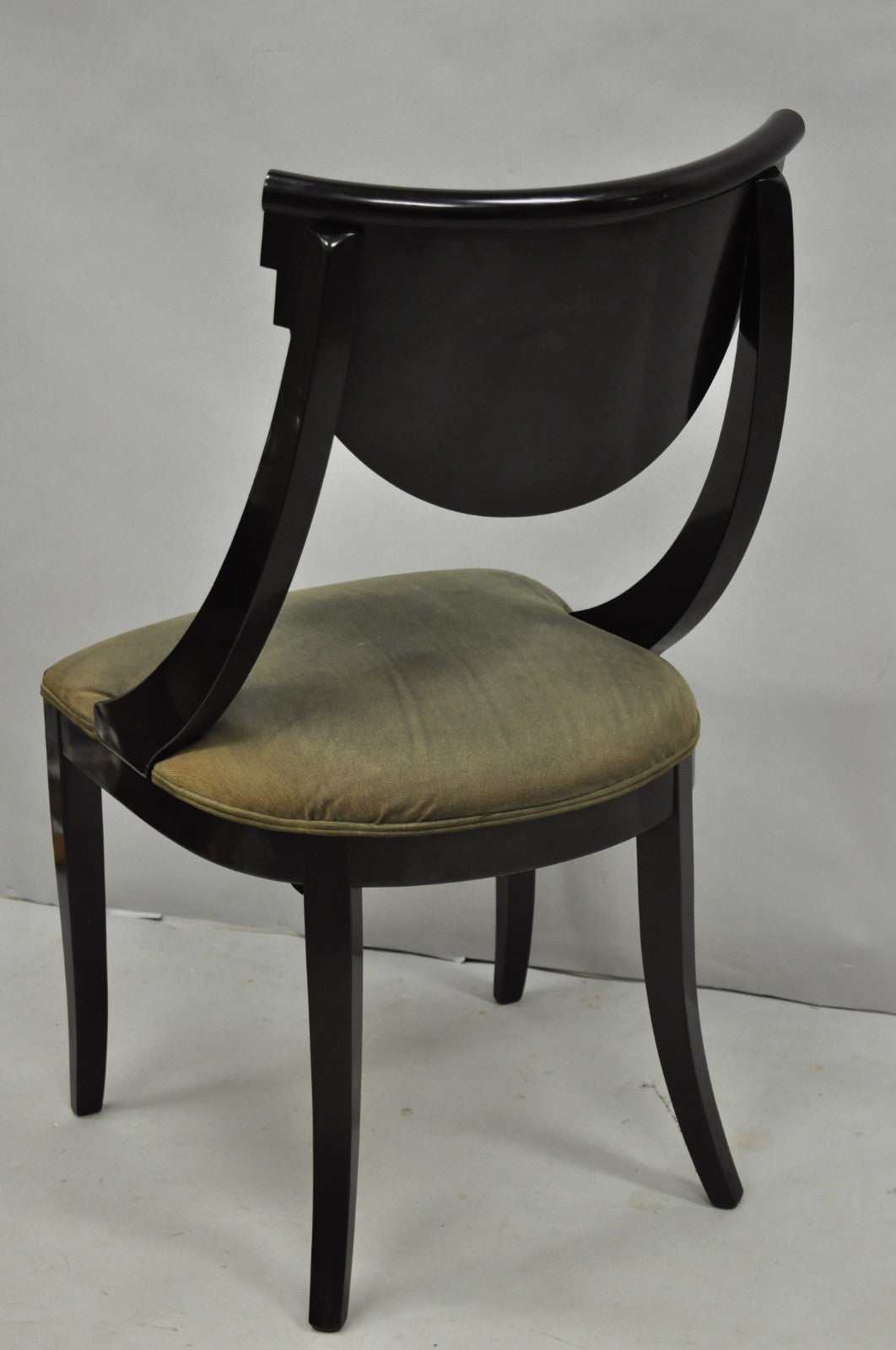 Pietro Constantini Italian Regency Black Lacquer Klismos Dining Chairs Set of 4