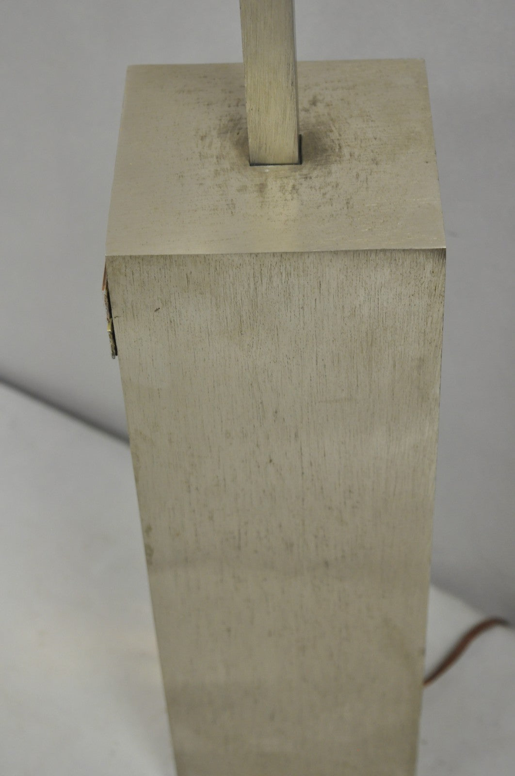 Laurel Pierre Cardin Style Brushed Aluminum Mid Century Modern Cubist Table Lamp