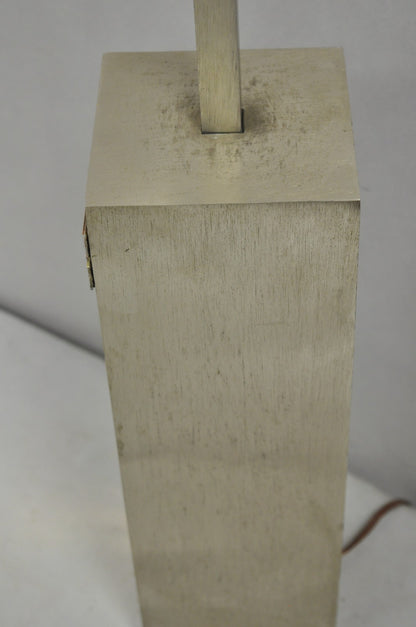 Laurel Pierre Cardin Style Brushed Aluminum Mid Century Modern Cubist Table Lamp