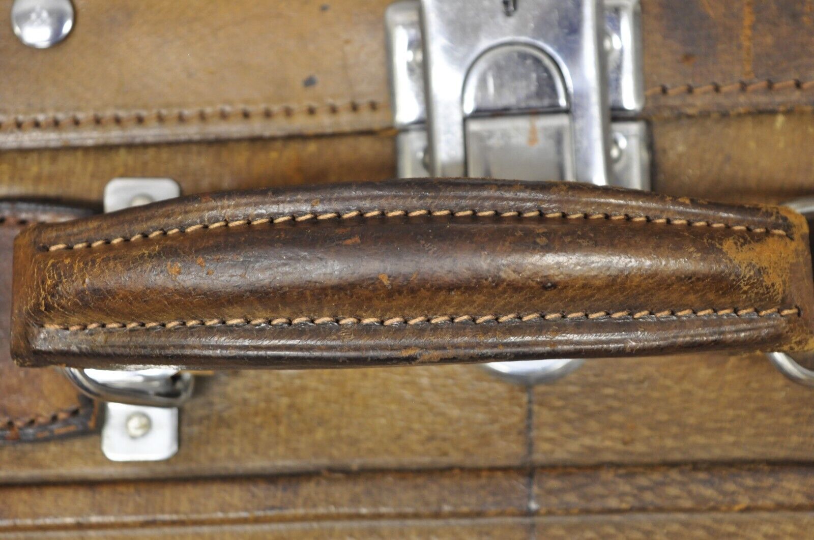 Vintage Brown Distressed Leather 33" Luggage Suitcase by Golden Leaf