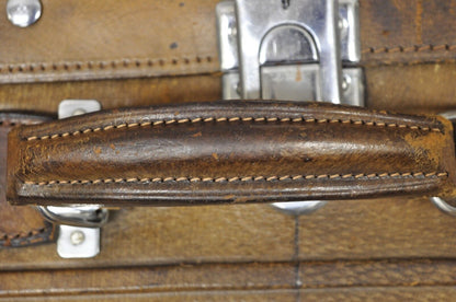 Vintage Brown Distressed Leather 33" Luggage Suitcase by Golden Leaf