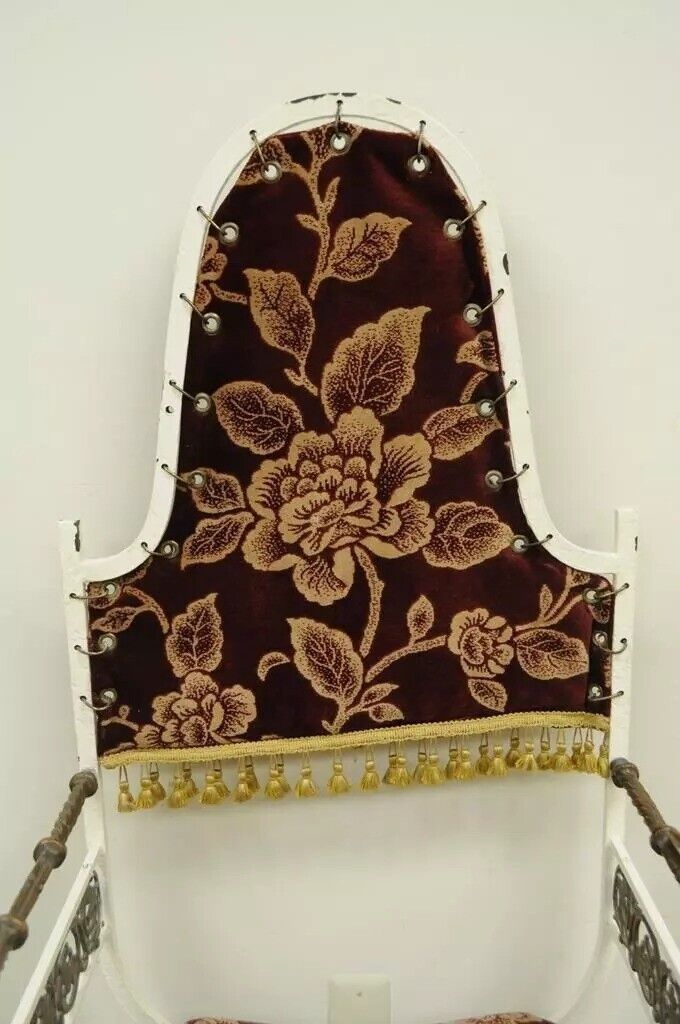Antique Oscar Bach Wrought Iron and Bronze Renaissance Revival Throne Arm Chair