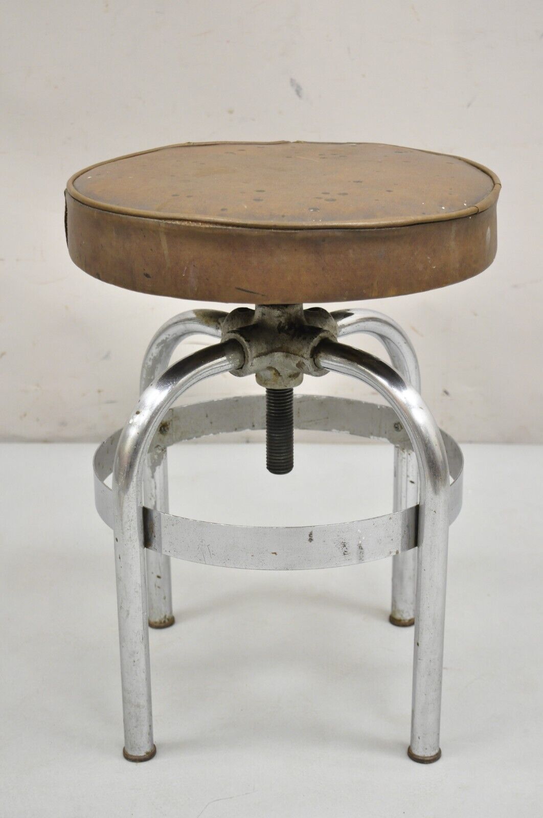 Vintage Helene Curtis Industrial Steel Metal Adjustable Medical Exam Stool