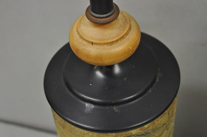 Vintage Regency Style European Old World Map Wrapped Cylinder Table Lamps - Pair