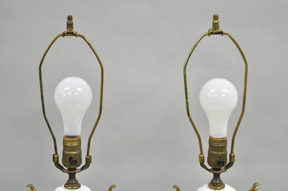 Antique French Louis XVI Style Gilt Bronze Porcelain Urn Table Lamps - a Pair