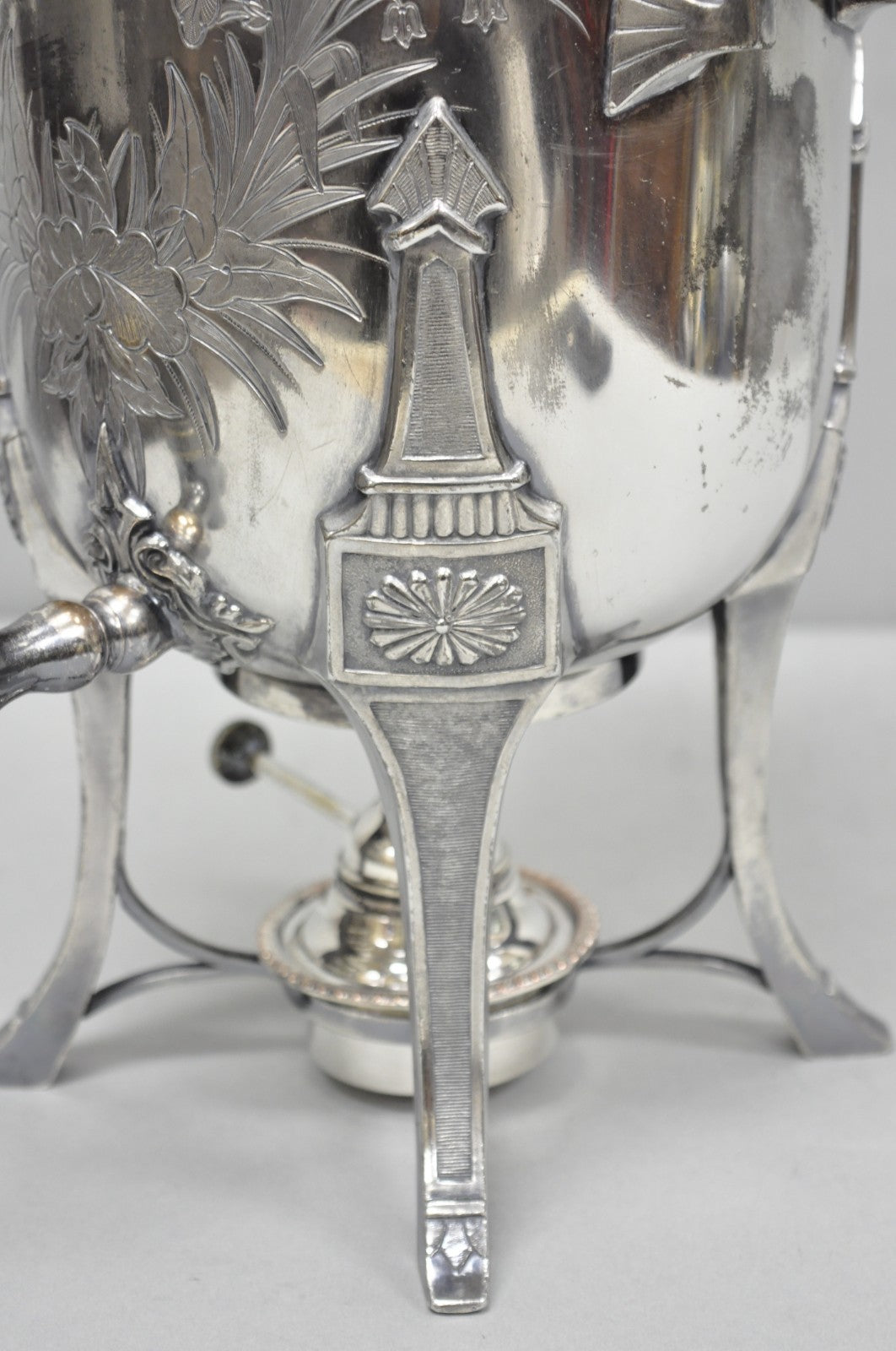 Antique Victorian Silver Plated Floral Engraved Coffee Samovar by Lucius Hart