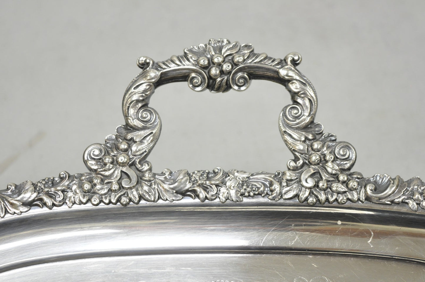 Antique Barker Ellis Victorian Silver Plated Serving Platter Bar Tray Engraved