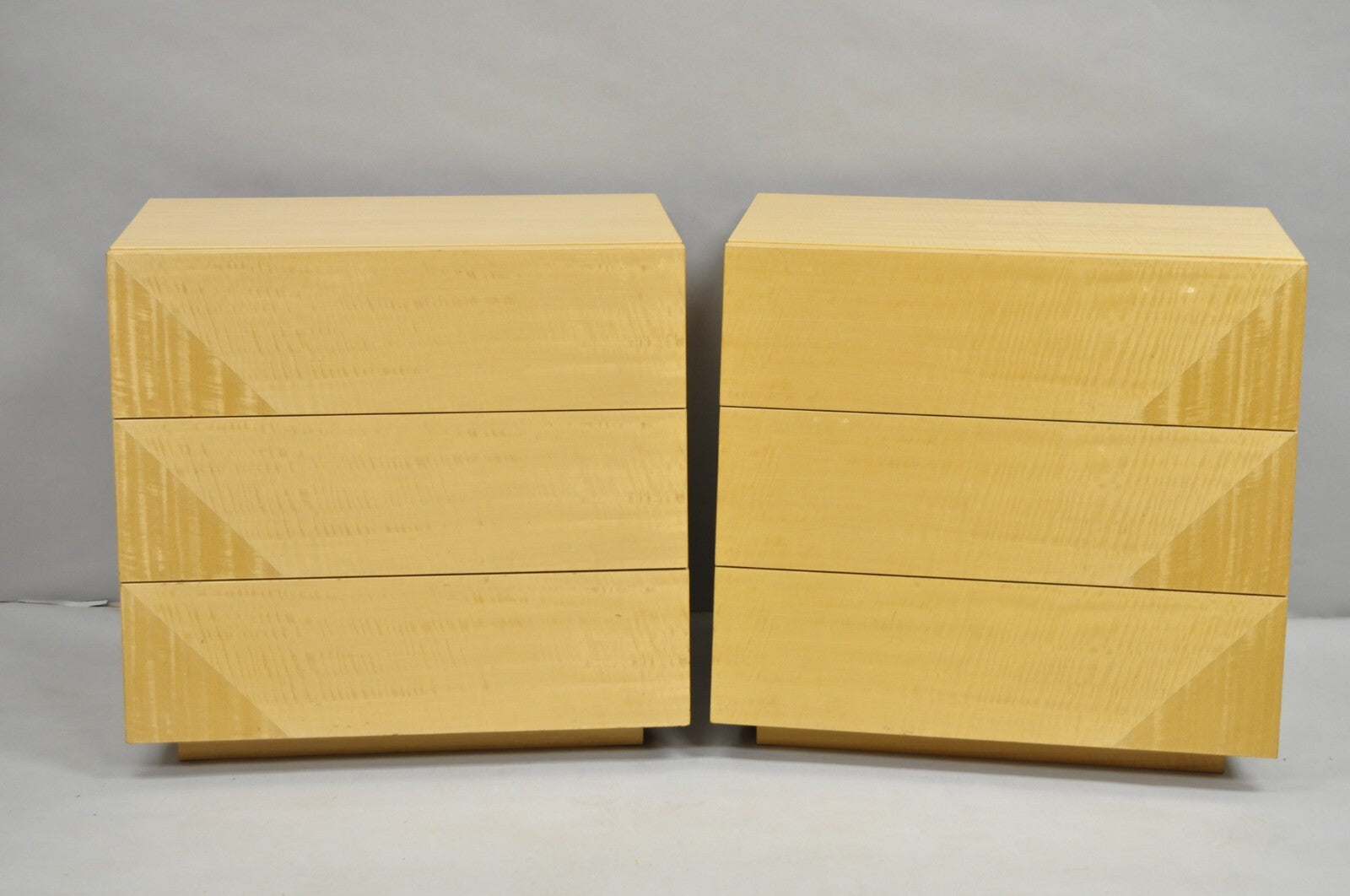 Italian Modern Lacquered Blonde Wood Nightstands by Giorgio Collection - a Pair