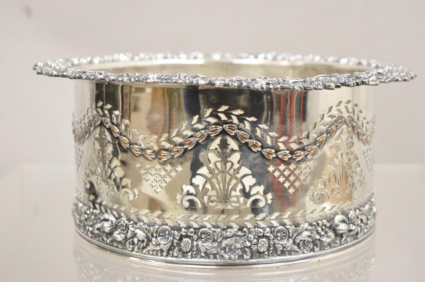 English Sheffield Sterling Silver Mounted Silver Plated Champagne Bottle Coaster