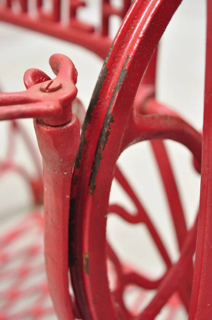 Antique Singer Cast Iron Red Treadle Sewing Machine Table Base