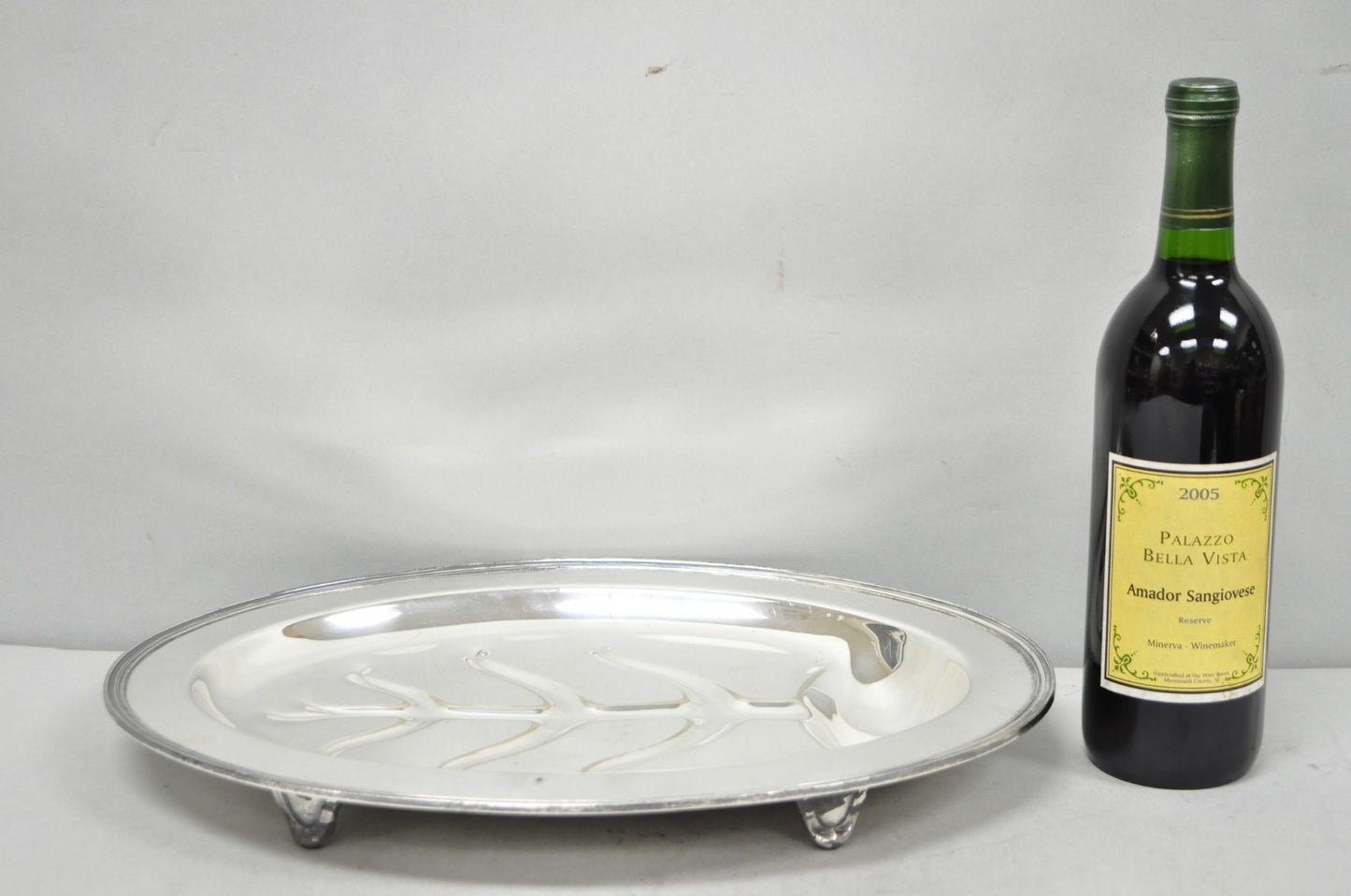 Vintage Crescent Regency Style Silver Plated Oval Cutlery Serving Platter Tray
