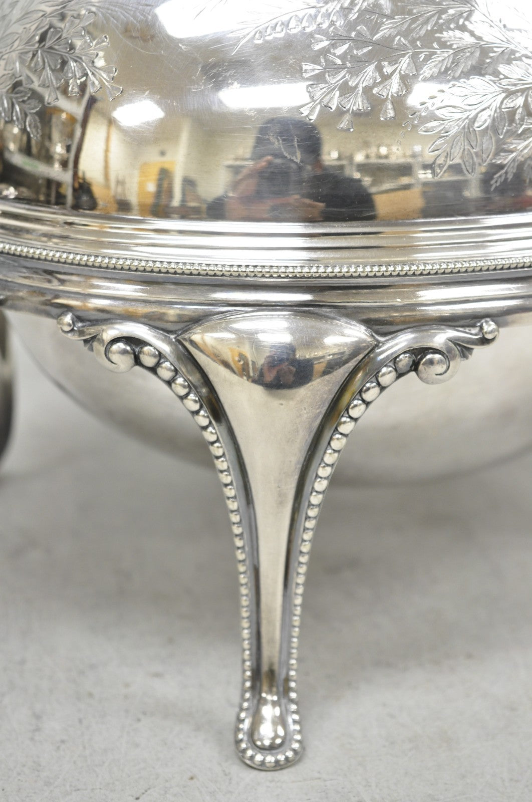 Antique Elkington & Co English Silver Plated Chafing Dish Revolving Dome Warmer