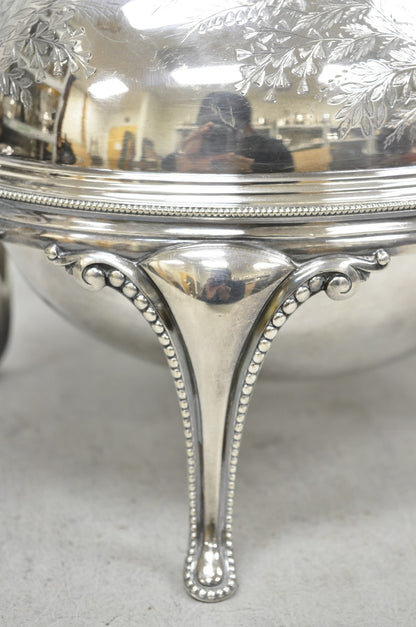 Antique Elkington & Co English Silver Plated Chafing Dish Revolving Dome Warmer