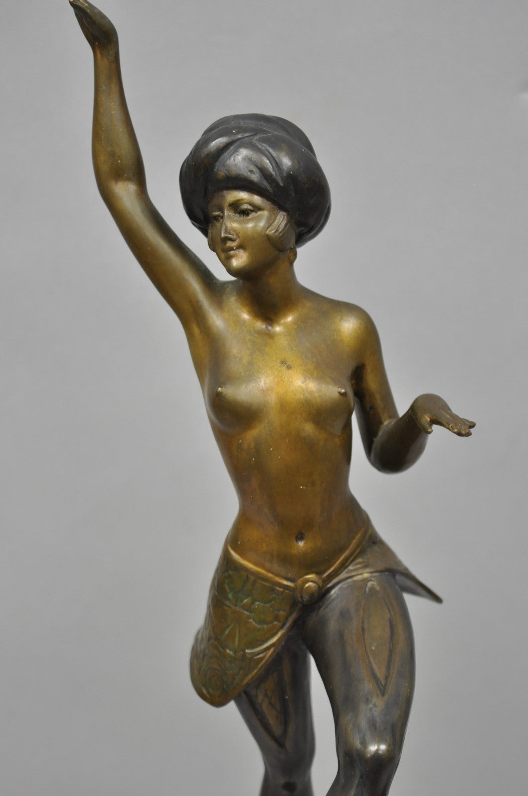 Vintage Reproduction French Art Deco Style Bronze Flapper Dancer Figure Statue