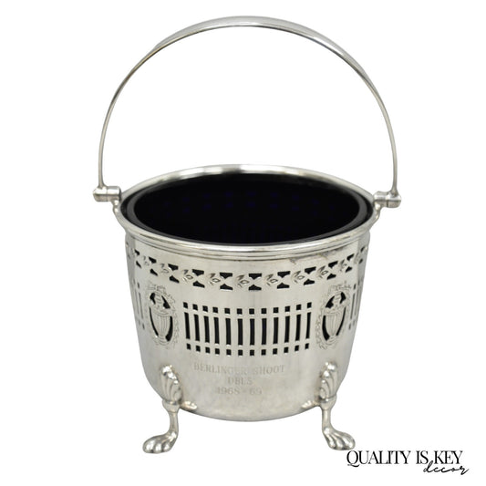 Barker Ellis English Regency Silver Plated Award Sugar Basket w/ Cobalt Blue