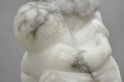 Morton Gaffin "Love, 1988" Modernist Mother & Child White Alabaster Sculpture