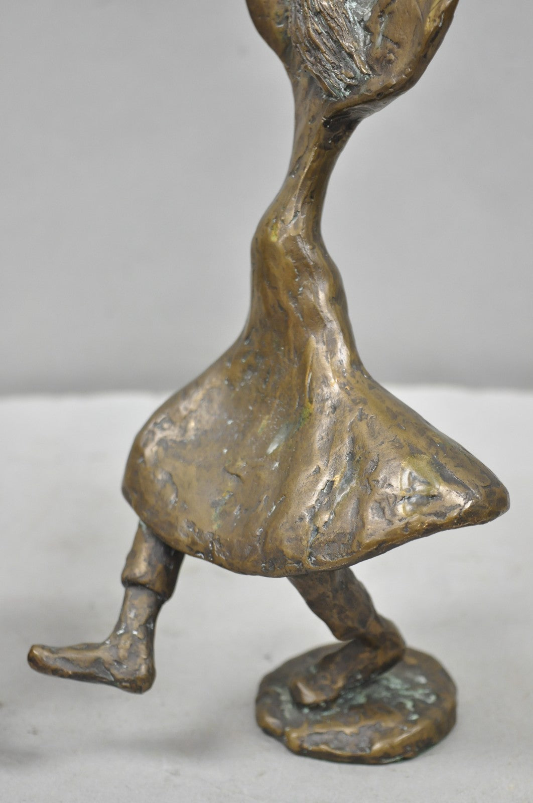 Vintage Brutalist Bronze Figural Dancing Rabbi Judaica Candlesticks - a Pair