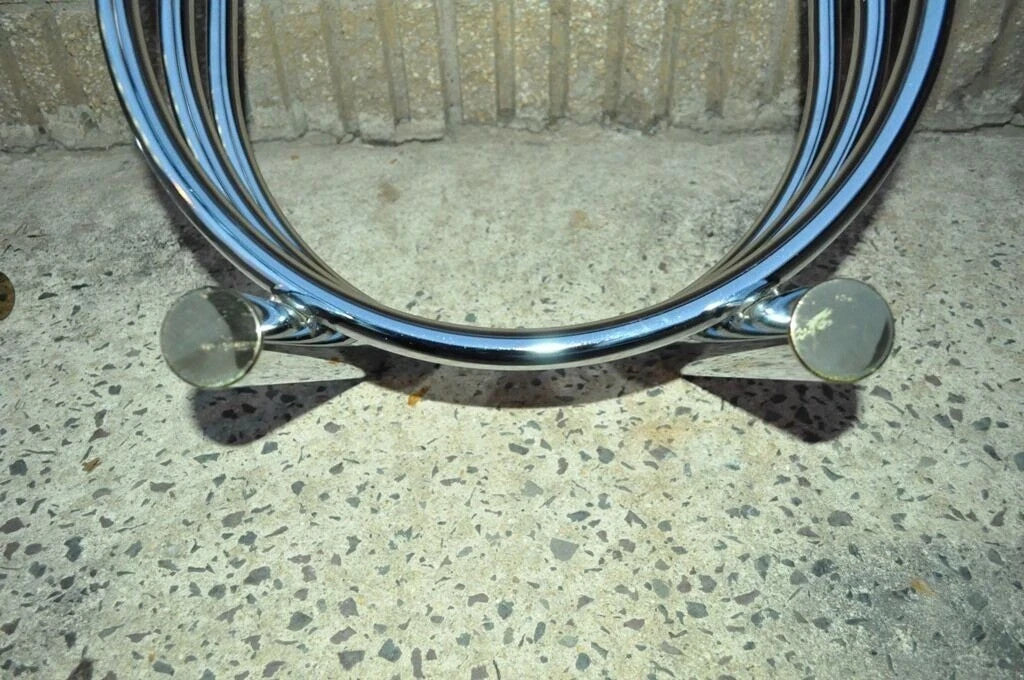 Vintage Mid Century Modern Romeo Rega Style Chrome Arch Side End Tables - a Pair