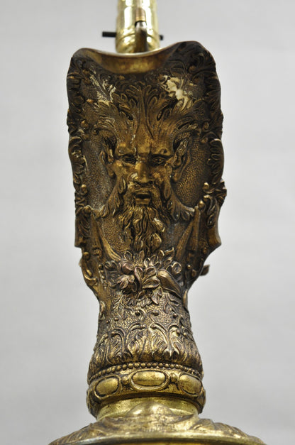 Vintage French Renaissance Large Figural Bronze Ewer Urn Pitcher Table Lamp