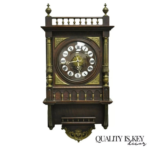 Antique French Empire Victorian Bronze Ormolu Walnut Vatican Wall Clock