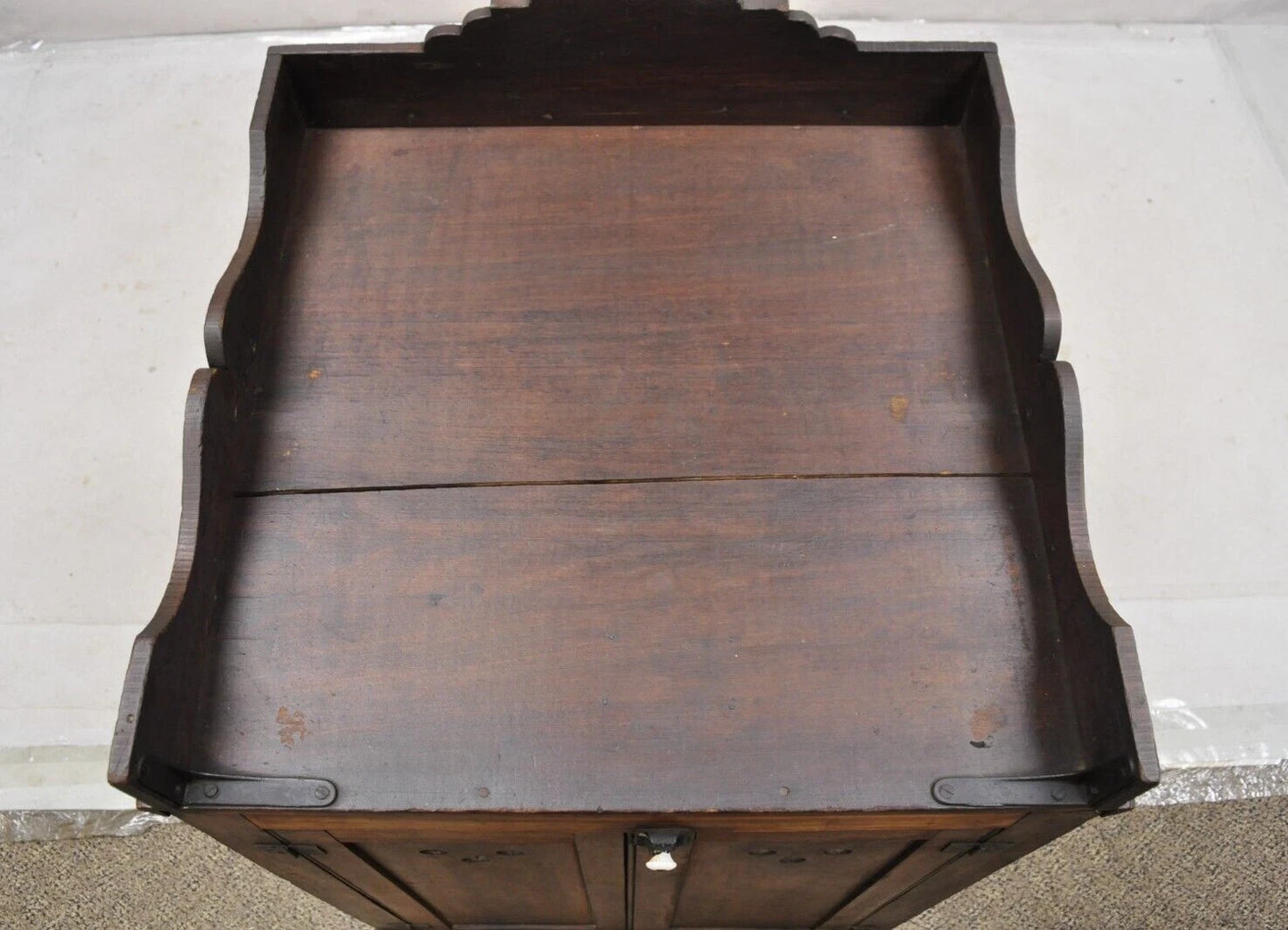 Antique Wood & Glass Counter Top Display County Store Pie Safe Retail Cabinet