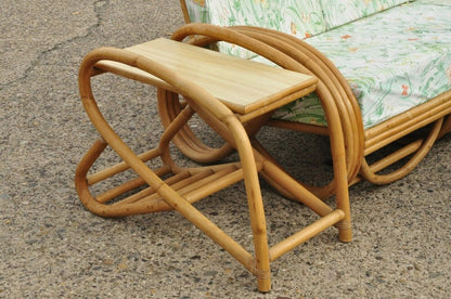 Vintage Beverly Hills Rattan Bamboo Pretzel Sunroom Living Room Sofa Set - 5 Pcs