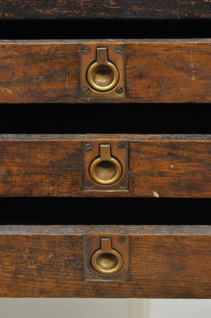 Antique Mission Arts & Crafts Oak Wood Carpenters Tool Chest Cabinet w/ Drawers