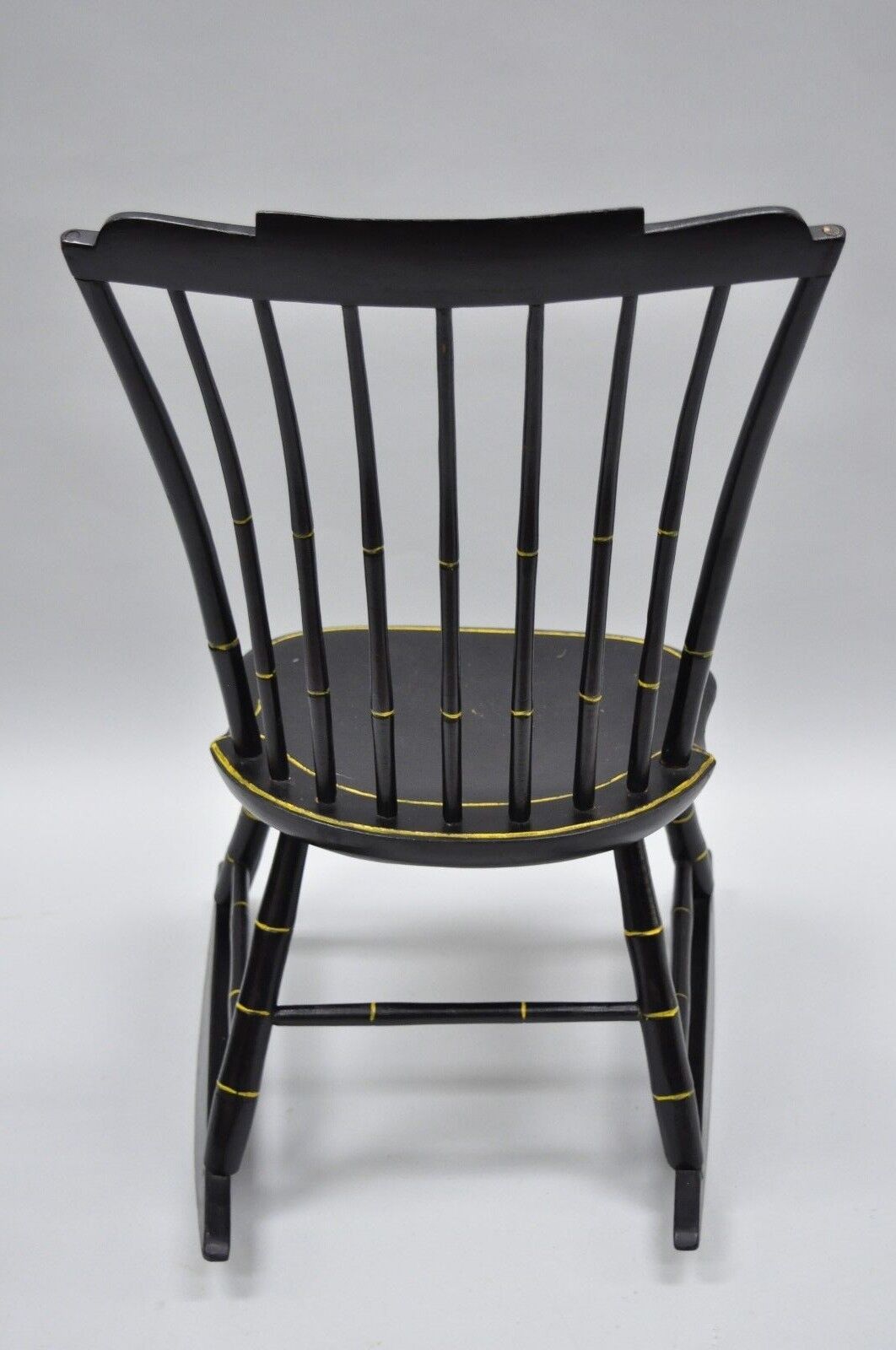 Antique Hitchcock Style Child's Black Bow Back Windsor Rocker Rocking Chair