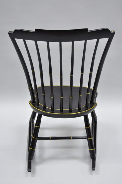 Antique Hitchcock Style Child's Black Bow Back Windsor Rocker Rocking Chair