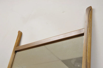 Vintage Mid Century Modern Sculpted Walnut Finial Modernist Wall Mirror