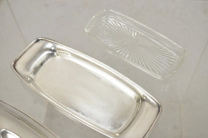 Vintage Gorham YC 775 Silver Plated Modern Butter Dish w/ Glass Liner