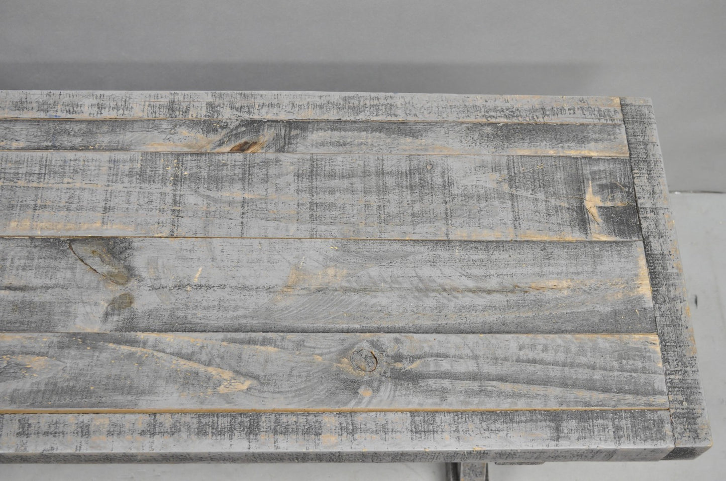 Primitive Rustic 72" Long Wooden Distressed Gray Wash Criss Cross Trestle Bench