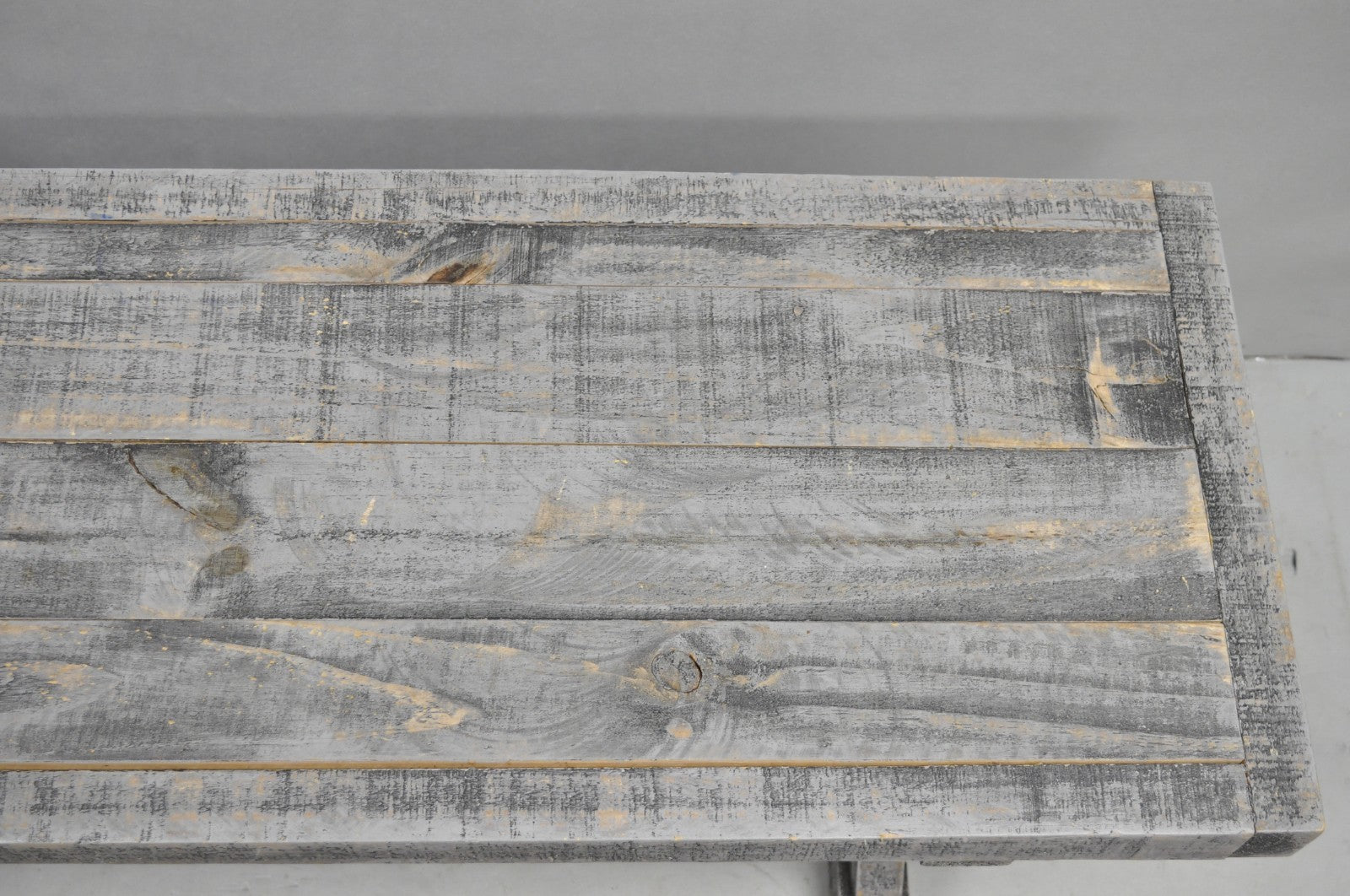 Primitive Rustic 72" Long Wooden Distressed Gray Wash Criss Cross Trestle Bench