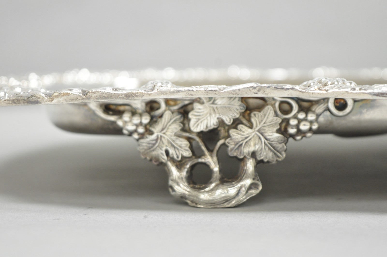 Antique English Victorian Silver Plated Grapevine Meat Cutlery Tray by Benedict