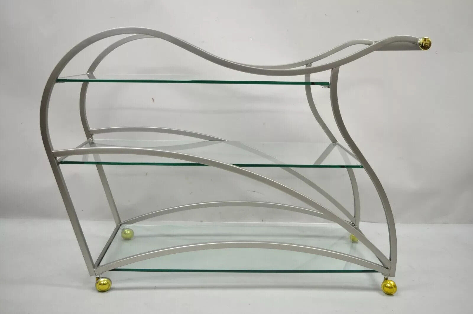 Design Institute of America Rick Lee Brushed Nickel Metal Sculptural Bar Cart