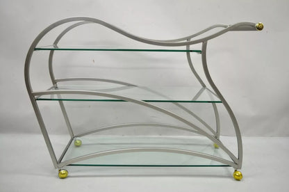Design Institute of America Rick Lee Brushed Nickel Metal Sculptural Bar Cart