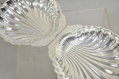 Vintage Regency Style Silver Plated Clam Shell Hinged Warmer Serving Platter