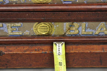 Antique John Clark Walnut 6 Drawer Sewing Spool Cabinet w Reverse Painted Glass