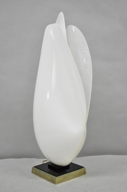 Vintage Roger Rougier White Acrylic Clam Shell Mid Century Modern Table Lamp