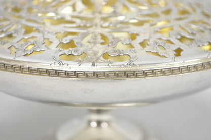 Vintage Victorian Silver Plated Flower Frog Flower Arranger Vase w Pedestal Base