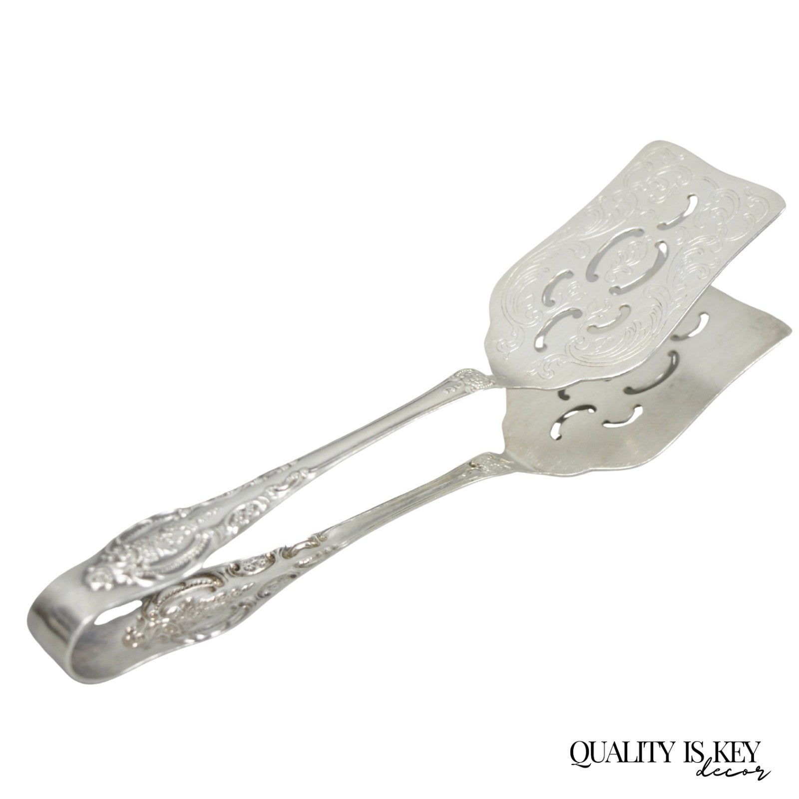 Vintage Wallace Baroque Silver Plated Pastry Sandwich Asparagus Vegetable Tongs