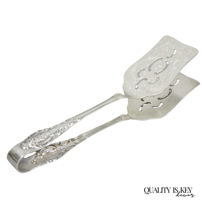 Vintage Wallace Baroque Silver Plated Pastry Sandwich Asparagus Vegetable Tongs