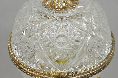 Vintage French Hollywood Regency Gold Cherub Crystal Glass Globe Table Lamp