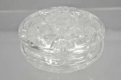Vintage Art Deco Bohemian Cut Crystal Glass Czech Ladies Vanity Powder Jar