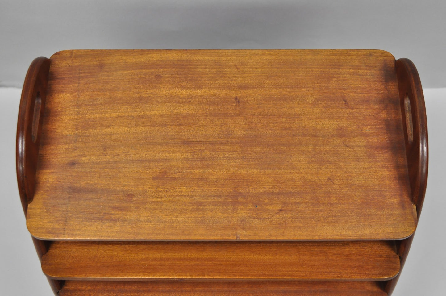 Mid Century Danish Modern Teak Wood Magazine Rack Book Stand Bookcase Side Table