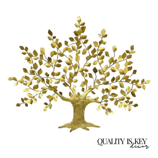 Bergasse Mid Century Modern Brutalist Brass Tree of Life Lrg Wall Art Sculpture