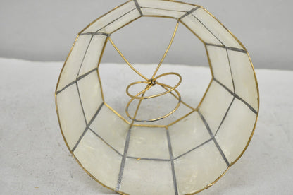 Vintage Italian Hollywood Regency Capiz Shell Gold 7.25 Round Clip On Lamp Shade