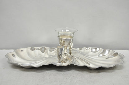 Vintage Sheffield Silver Plated Clam Shell Shrimp Cocktail Serving Platter Tray